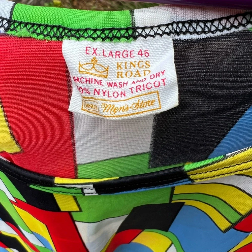60s Vintage Men's Pajamas, Colorful Rare Print Sleep Set XL